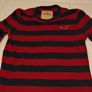 Hollister Red & Navy Striped Short-Sleeve Tee